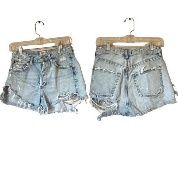 Agolde Pants - Agolde Distressed Raw Hem Shorts Size 26 Light Wash
